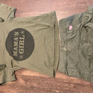 Green 'Mama's Girl' T-Shirt and Shorts Set